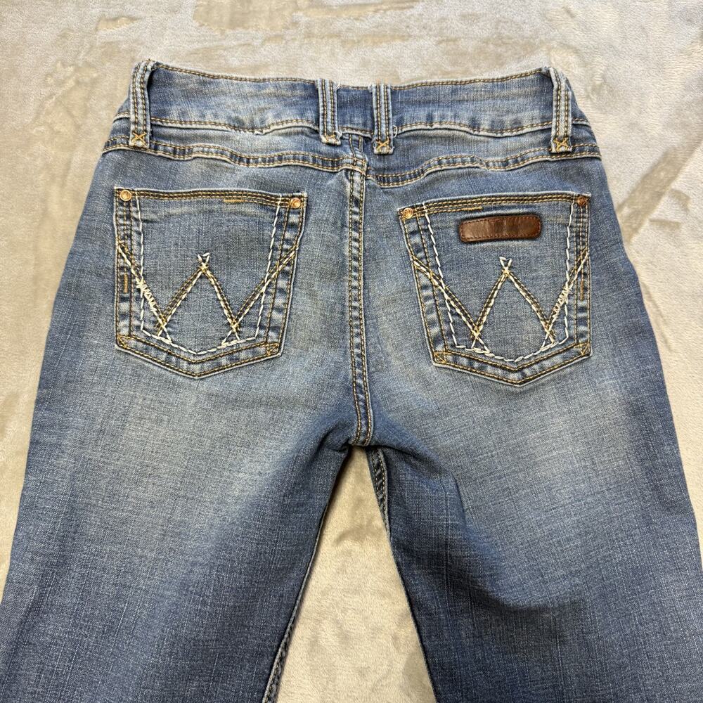 Wrangler Women Boot Cut Jeans Medium Wash Denim Size 5x34 Tall Western Low Rise